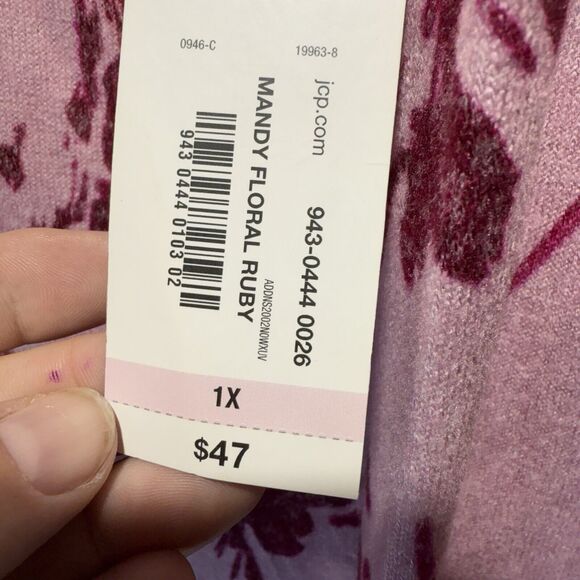 A.N.A. Mandy Sweater Floral Ruby Women’s Size 1X Shoulder Buttons - Picture 9 of 10